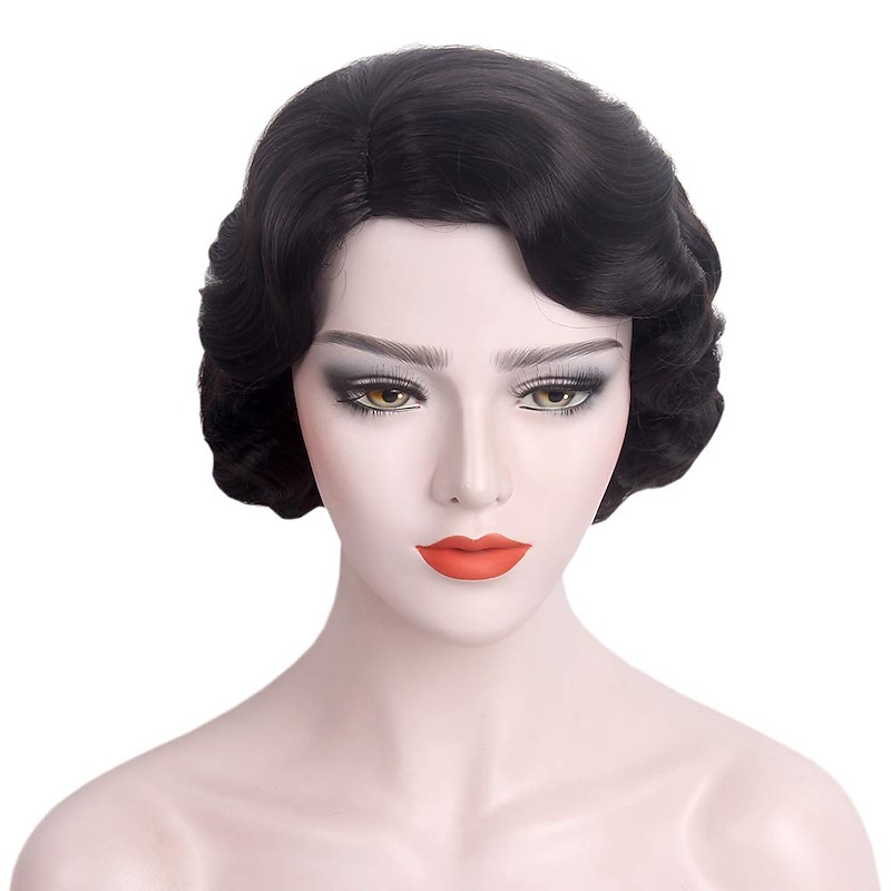 Short Black 1920s Wig for Women Gatsby roaring 20s Finger Wave Party Wig Synthetic Full Vintage Wigs for Womens Lady Cosplay Costume Fancy Dress 1920 Flapper Wig Halloween Wigs2