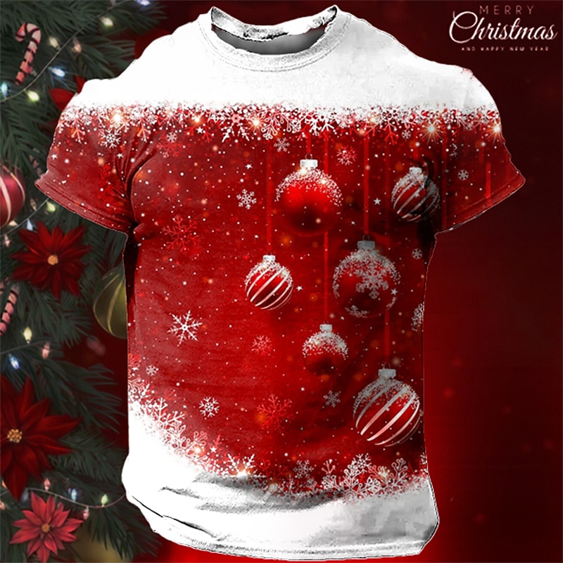 Christmas Men's Santa Claus 3D T-shirts Graphic Santa Claus Daily Designer Retro Vintage 3D Print Tee Sports Outdoor Holiday Going out White Yellow Pink Short Sleeve Crew Neck Spring & Summer Clothing4