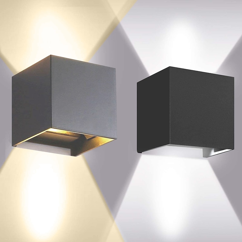 LED Outdoor Wall Light Adjustable Beam Angle 10W Up and Down Light LED Outdoor Waterproof Wall Light Gray Black Wall Light LED IP65 Waterproof 1050lm AC85-265V