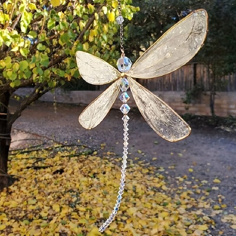 1pc Suncatcher Dragonfly Small Dazzle Fly Dragonfly Sun Catcher With Crystals Rainbow Maker Pendant Window Hanging Ornament2