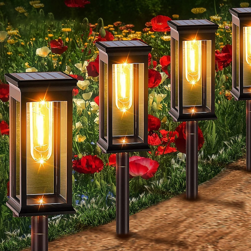 LED Pathway Lights Outdoor Solar Street Light Waterproof IP65 Solar Garden Decorative Light Landscape Lighting for Yard Lawn Patio Walkway