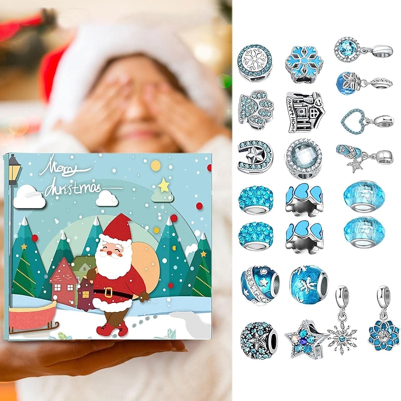 Christmas Advent Calendar 2025 Xmas Gift  Countdown Bracelets Making Kit 24 Days Christmas Gift DIY Charm Beads and Bracelets for Girls Women Kids2