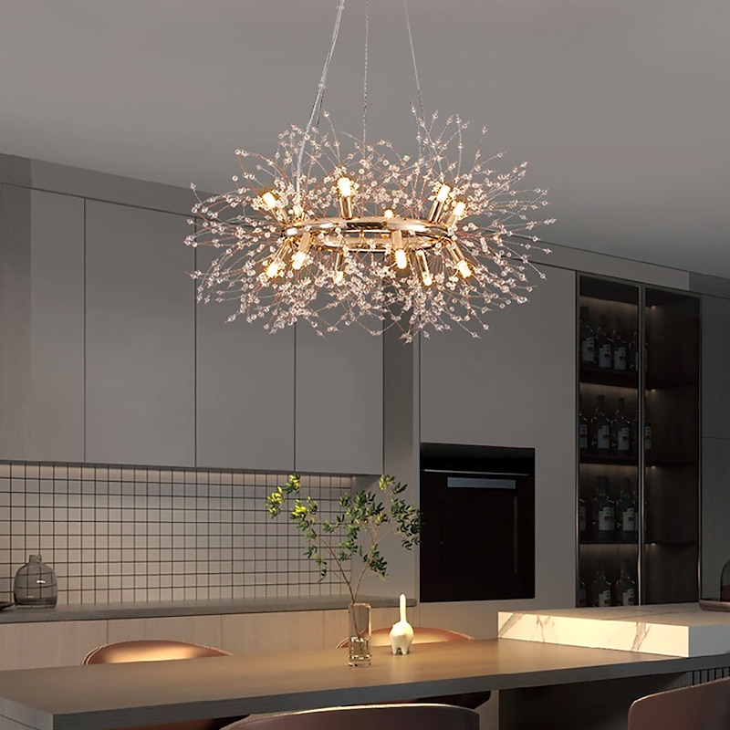 Fireworks Crystal Chandelier Modern, Sputnik Dandelion Chandelier, 60/80 Chrome Pendant Lighting for Restaurant Stairs Kitchen Dining Room Bedroom Living Room3