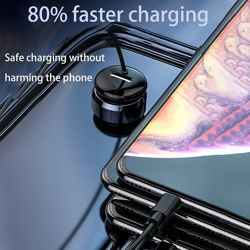 3 IN 1 Fast Charging Car Charger Spring Cable Fast Charging 15W Mixed Single USB Car Charger Compatible With Mobile Phones Laptops Cameras2