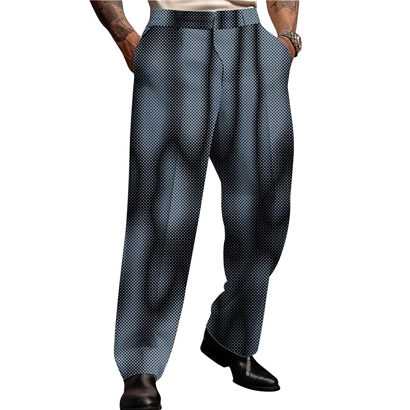 Optical Illusion Gradient Ramp Business Abstract Men's 3D Print Dress Pants Pants Trousers Outdoor Street Wear to work Polyester Black Red Blue S M L High Elasticity Pants2
