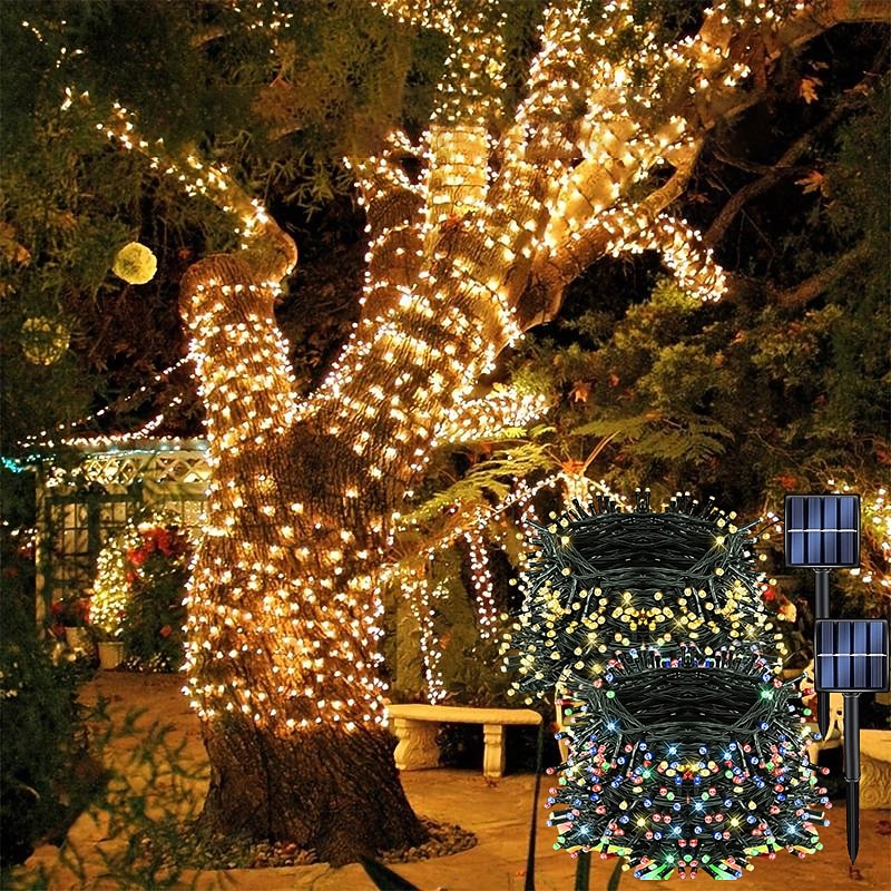 Solar String Light Multi-Colored, Christmas Solar Powered With 8 Modes Waterproof Copper Wire Fairy Lights for Bedroom Patio Garden Tree Party Yard Decoration Lighting Decoration for Balcony, Wedding,