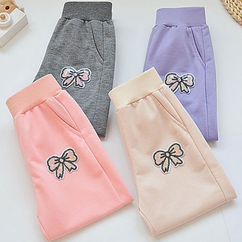 Kids Girls' Trousers Solid Color Active Buttons School Cotton 7-13 Years Spring Black Pink Purple