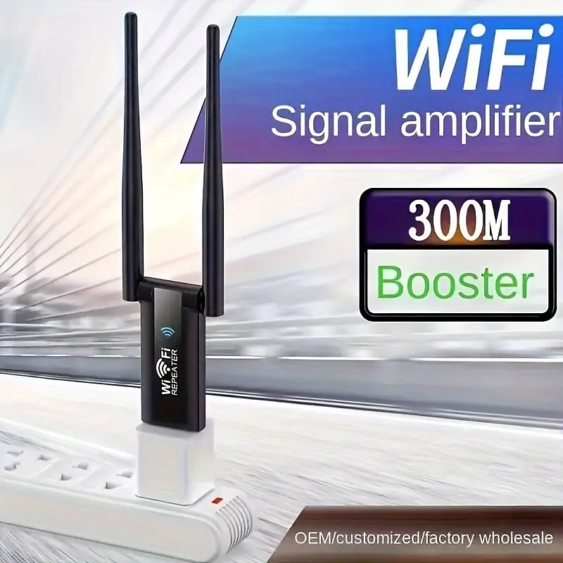 Wireless Wifi Signal Amplifier 300Mbps 2.4G Portable Signal BoosterRepeater USB-Powered High-Power WiFi Hotspot Extender ForComputer Office Indoor2