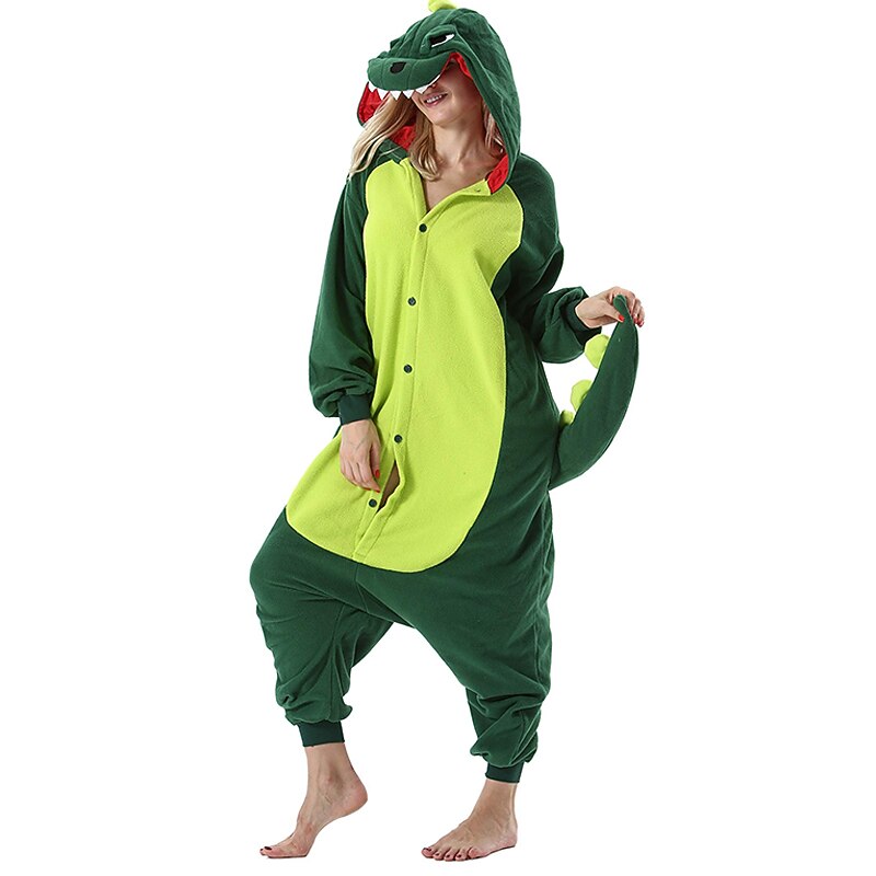 Set with Flannel Onesie Kigurumi Pajamas Cute Matching Claw Slippers Kid's Adults' Dinosaur Funny Pajamas Cosplay Costume For Unisex Christmas Animal Sleepwear Cartoon Homewear3