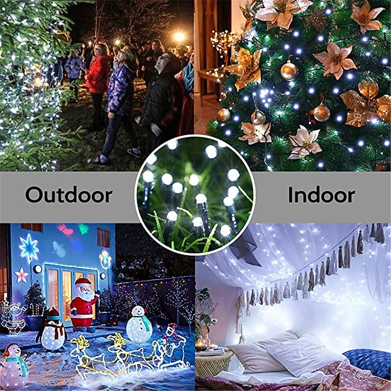 50M 100M Outdoor Waterproof Light String Festival Party Decorative Light 8-mode Iron Shell Waterproof Power Supply Garden Garden Garden Lighting Lamp 24V Low Voltage   1 set3