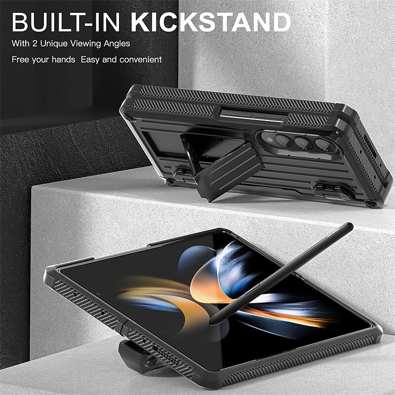 Phone Case For Samsung Galaxy Z Fold 5 Z Fold 4 Z Fold 3 with Stand Holder with Screen Protector Shockproof PC3