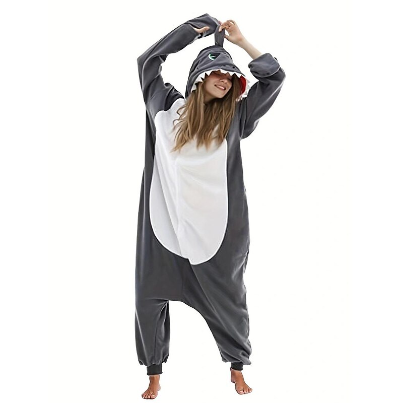 Adults' Animal Nightwear Onesie Costume Carnival Costume Shark Onesie Pajamas Kigurumi Pajamas One Piece For Men's Women's Carnival Cartoon2