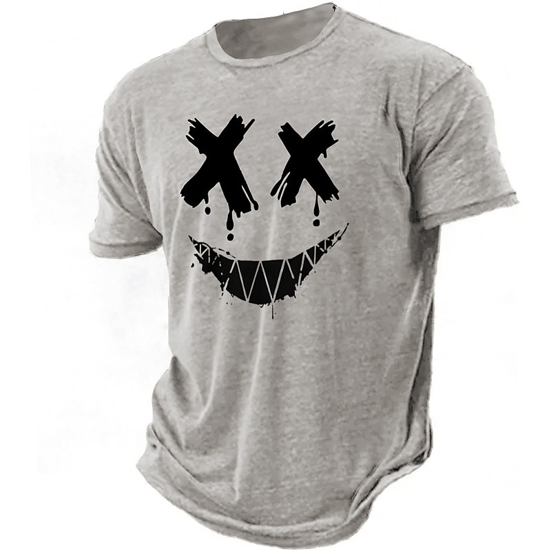Men's Graphic Funny Smile Face T Shirt Short Sleeve T shirt 3D Print Crew Neck Shirt Vintage Fashion Designer Outdoor Daily Sports Blue Green Dark Blue Spring & Summer Clothing Apparel S M L XL 2XL4