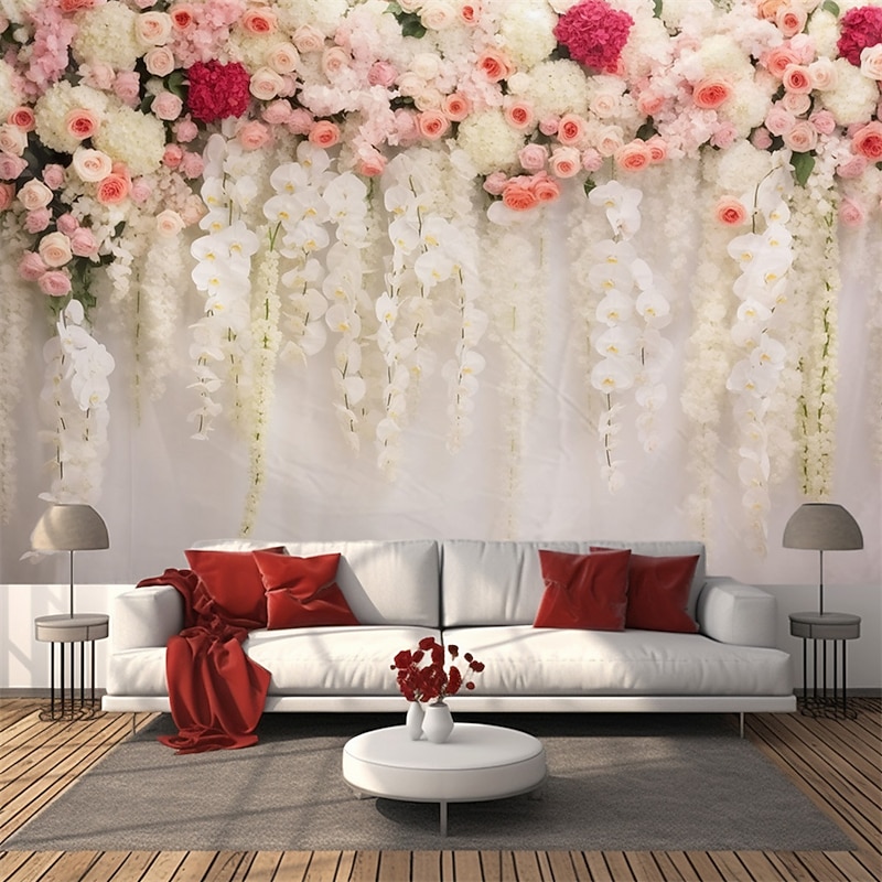 Wedding Decorations Backdrop Photograph Wall Hanging Large Tapestry Art Mural Decor Blanket Curtain Home Bedroom Living Room Decoration Flower Background