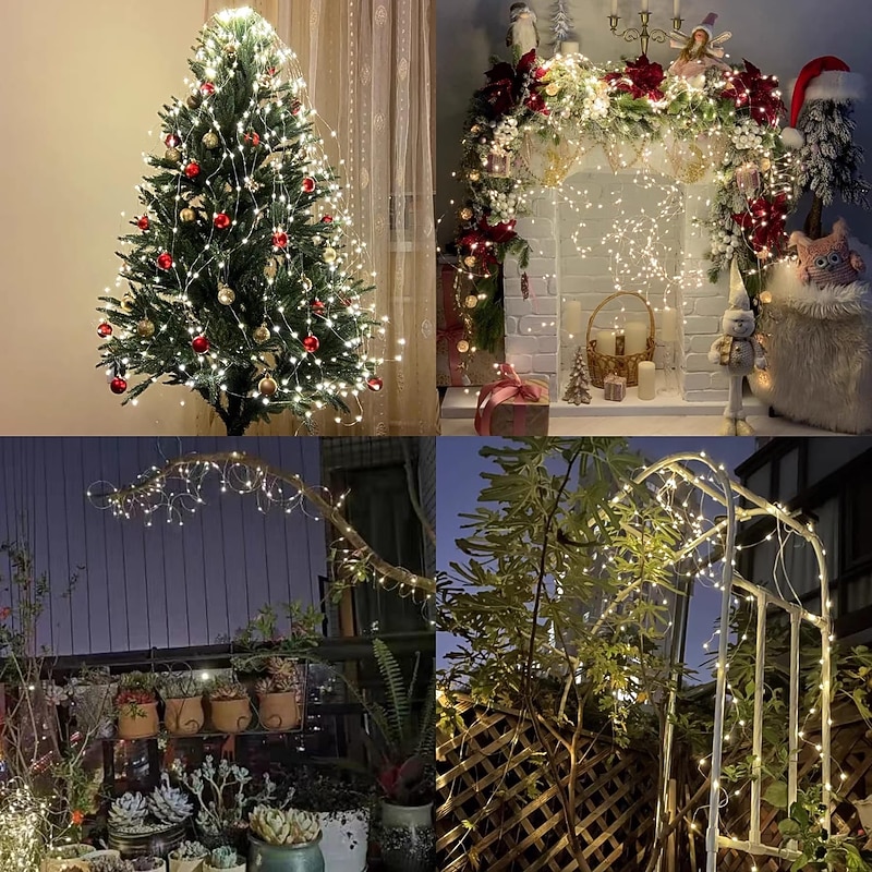 Solar Waterfall Lights – 100LED Outdoor Waterproof Fairy String Lights for Outdoor Garden, Tent, Christmas & Holiday Party Decor3