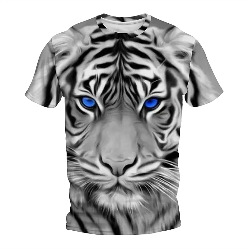 Men's Graphic Tiger T Shirt Short Sleeve T shirt 3D Print Crew Neck Shirt Daily Designer Retro Vintage Sports Outdoor Holiday Going out Brown Gray Spring & Summer Clothing Apparel S M L XL 2XL 3XL 4XL