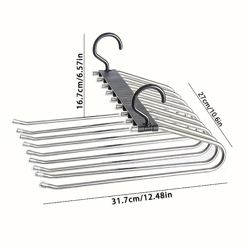 1pc Upgrade 9 Layers Pants Hangers, Space Saving Pant Jean Hangers, Non Slip Multifunctional Pants Rack, Closet Organization For Pants Jeans Leggings Trousers Skirts3