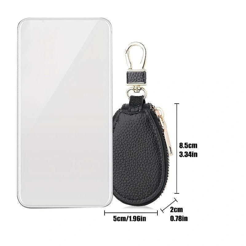 Faux Leather Zipper Key Case – Compact Key Organizer with Keychain Clip for Women & Men, Secure Key Holder for Car & Home Use2