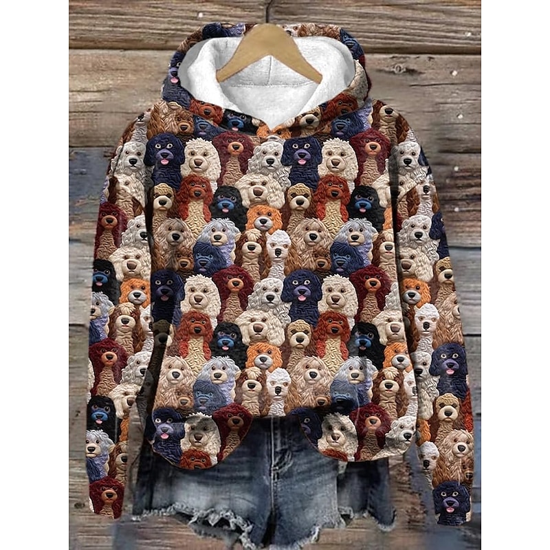Women's Hoodie Sweatshirt Pullover Dog Casual Sports Print Sportswear Funny Hoodie Long Sleeve Top Micro-elastic Fall & Winter Comfrt Breathable Soft Fabric