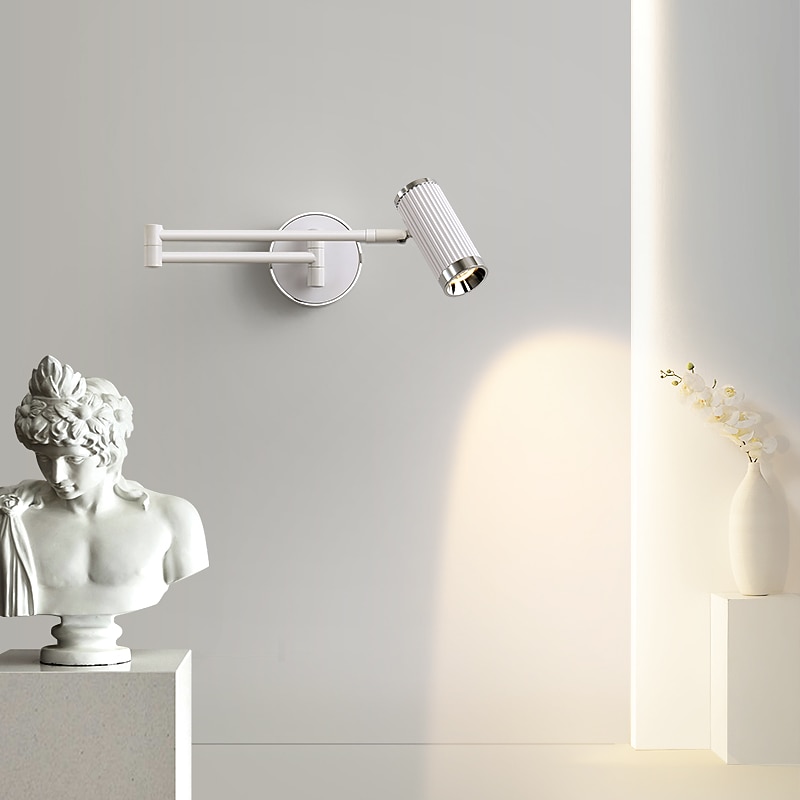 IModern Wall Sconce Arm Swing Wall lamp, Bedside Wall Lamp Bedroom Light Luxury Modern Minimalist Study Reading Rotating Telescopic Folding Rocker Wall Lamp 110-240V