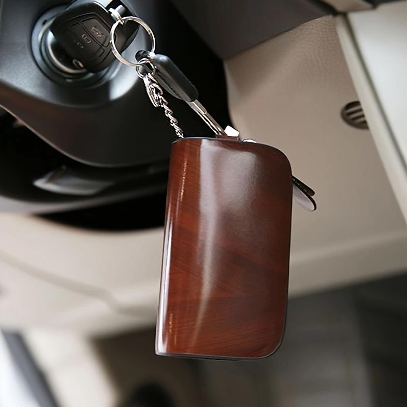 Premium Genuine Leather Remote Car Key Case - Key Fob Protector and Keychain Holder with Zipper Bag for Car Accessories2