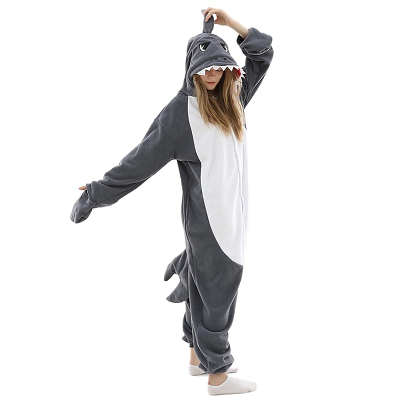 Adults' Animal Nightwear Onesie Costume Shark Onesie Pajamas Kigurumi Pajamas Funny Costume For Men and Women Christmas Carnival Cartoon