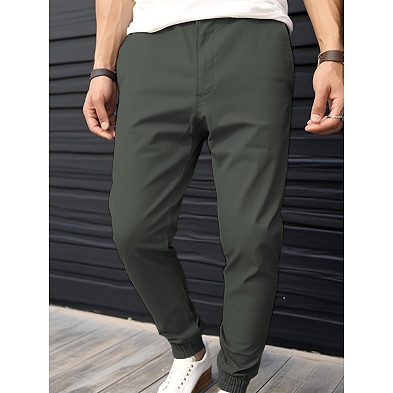 Men's Joggers Trousers Chinos Casual Pants Pocket Elastic Waist Plain Comfort Breathable Outdoor Daily Going out Fashion Casual Black Army Green3