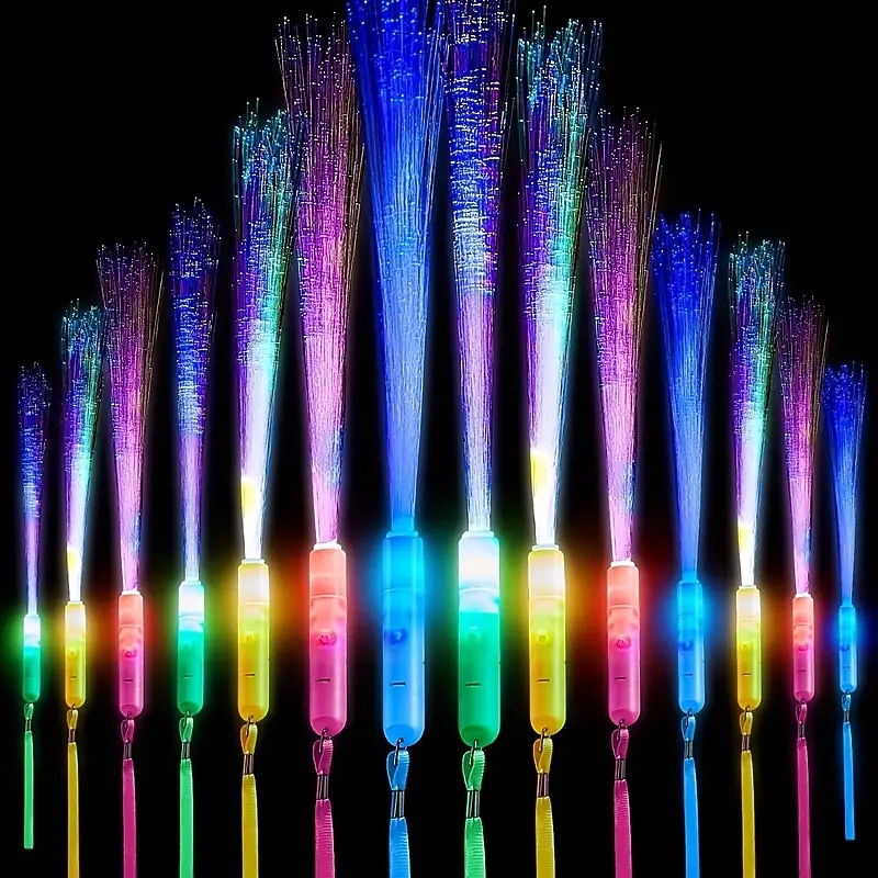 5/12pcs Color Fiber Optic Glow Stick Led Bar Festival Party Wedding Props Led Glow Stick Concert Fiber Optic Stick Party Decor Party Supplies