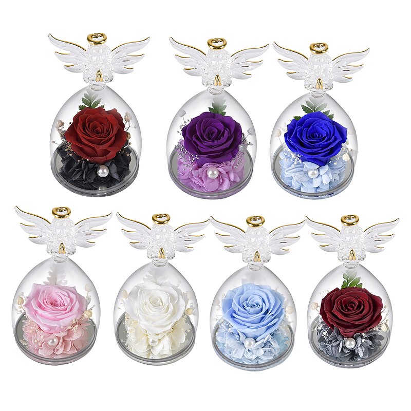 Women's Day Gifts Artificial flower gifts for women glass angel statues Christmas gifts for mom and grandma on Mothers Day birthday gifts for women Mother's Day Gifts for MoM4