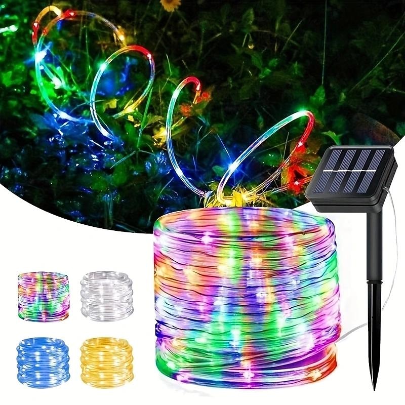 1pc Solar Tube String Light, 8 Modes Waterproof Outdoor LED Copper Wire Lights, For Garden Decor Lamp, Wedding Party Tree Xmas Halloween Holiday Decoration Light2