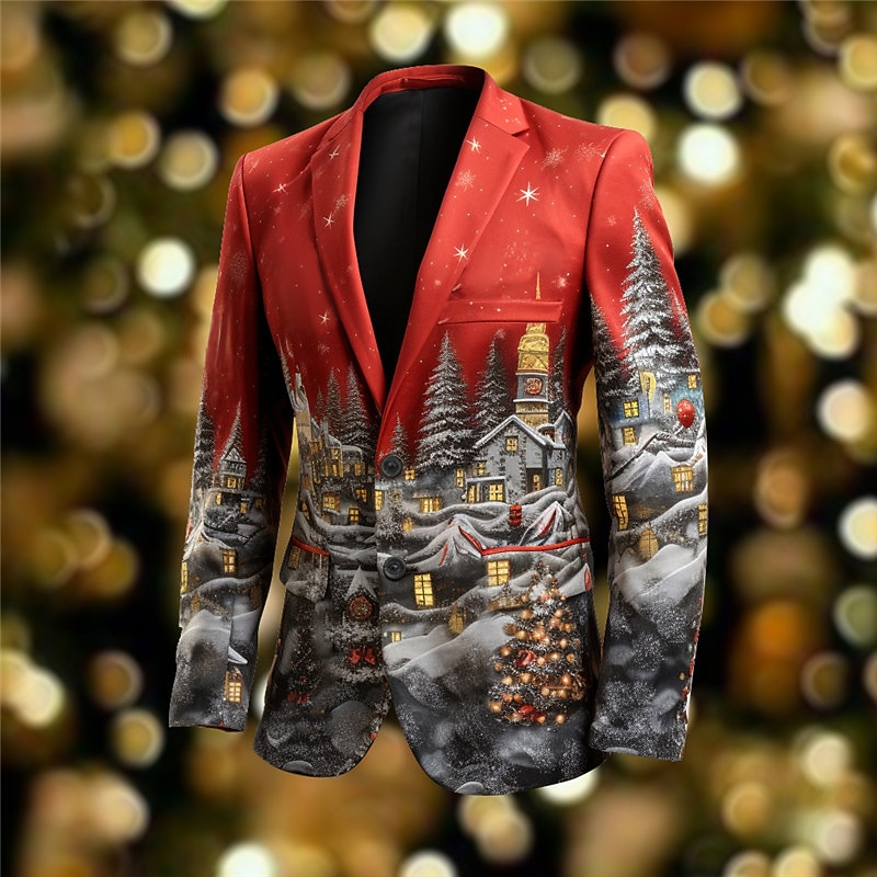 Men's Tree Long Sleeve Turndown Business Work Wear to work Going out Buttons Print Multi Pocket2