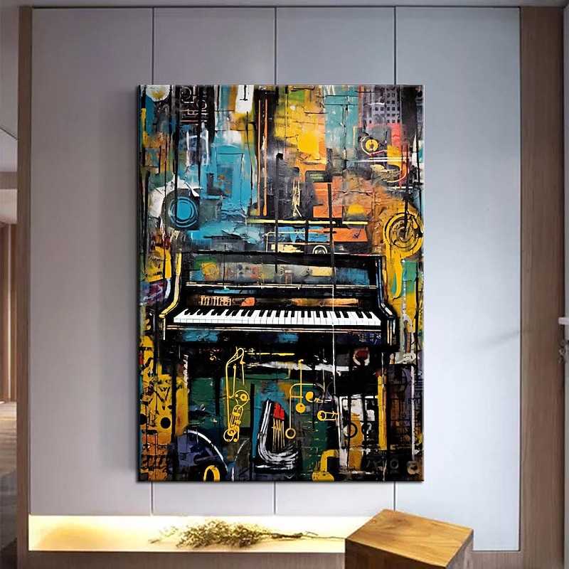 Handmade pop art painting Hand Painted Citysacpe Art Oil Painting Wall Art Citysacpe Art Painting Abstract Canvas Paintings music oil Painting Decor Rolled Canvas No Frame
