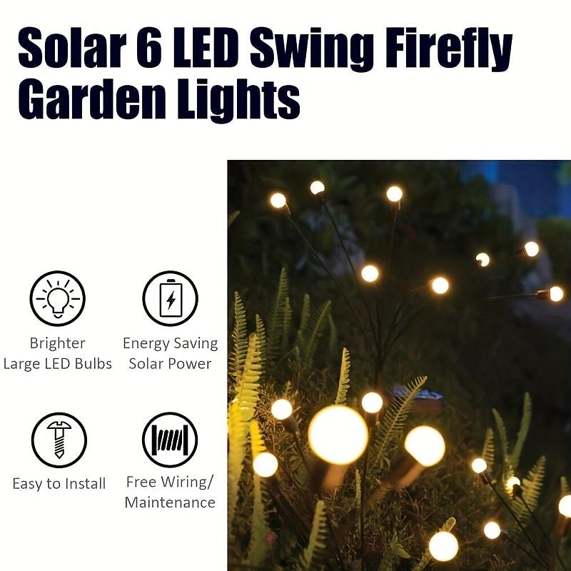 6/8/10 Lights Solar Lawn Lamp Garden Lamp, LED Wind-driven Firefly Ground Plug Lamp, Garden Decoration Festival Lamp