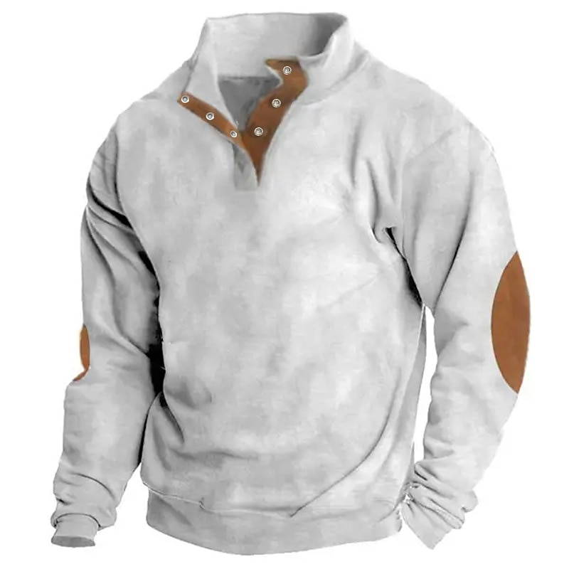 Men's Sweatshirt Black White Navy Blue Blue Green Standing Collar Color Block Patchwork Sports & Outdoor Daily Holiday Polyester Vintage Basic Casual Spring &  Fall Clothing Apparel Hoodies3