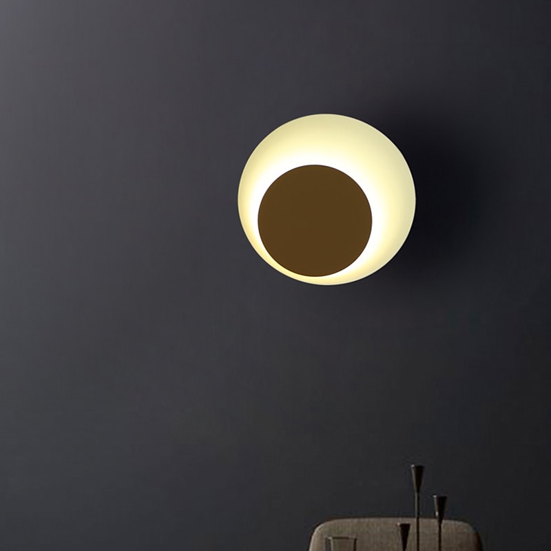 LED Wall Sconces 300° Rotatable Warm White Circle Design Indoor Wall Light Fixtures for Bedroom Bathroom Hallway Doorway Stairway 110-240V4