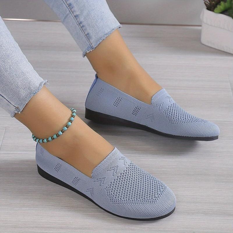 Women's Navy Blue Knit Loafers – Breathable Slip-On Casual Flats for Comfort and Everyday Wear 11