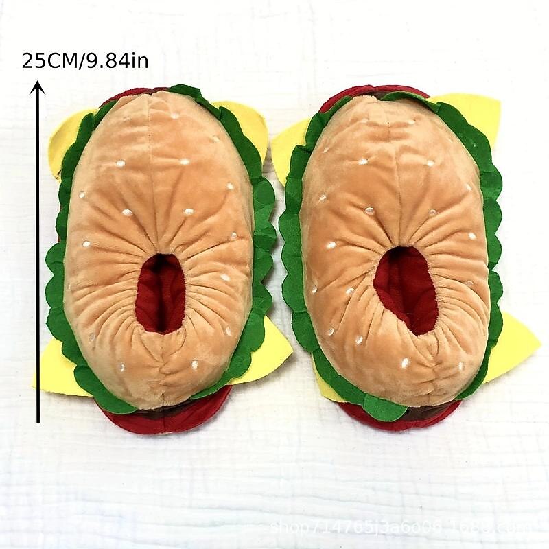 Hamburger Slippers Warm Plush Shoes Household Indoor Shoes Cute Funny Cartoon Shoes Soft Warm Adults' Kigurumi Pajamas Slippers3