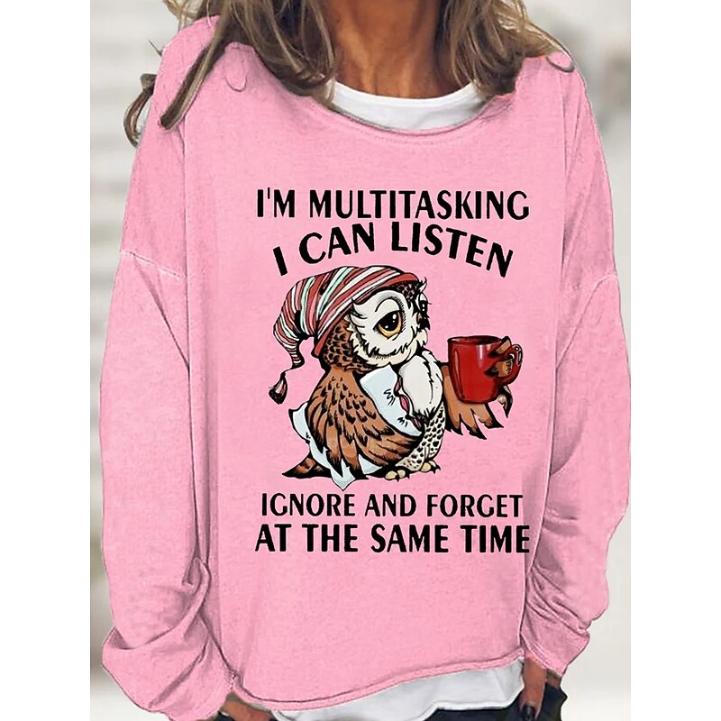 Women's Oversized Sweatshirt Pullover Graphic Letter Casual Sports Print Active Sportswear Funny Round Neck Long Sleeve Top Micro-elastic Fall & Winter Comfrt Breathable Soft Fabric4