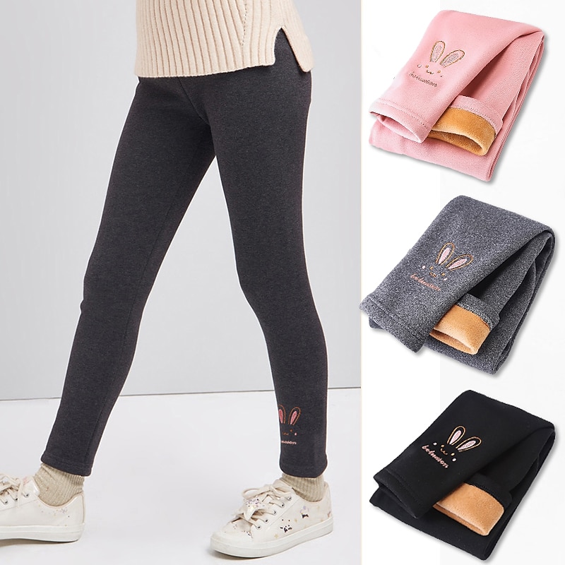 Kids Girls' Leggings Animal Active School Cotton 7-13 Years Spring YM fleece leggings-pink YM fleece pants-bear black YM fleece pants-bear light gray2