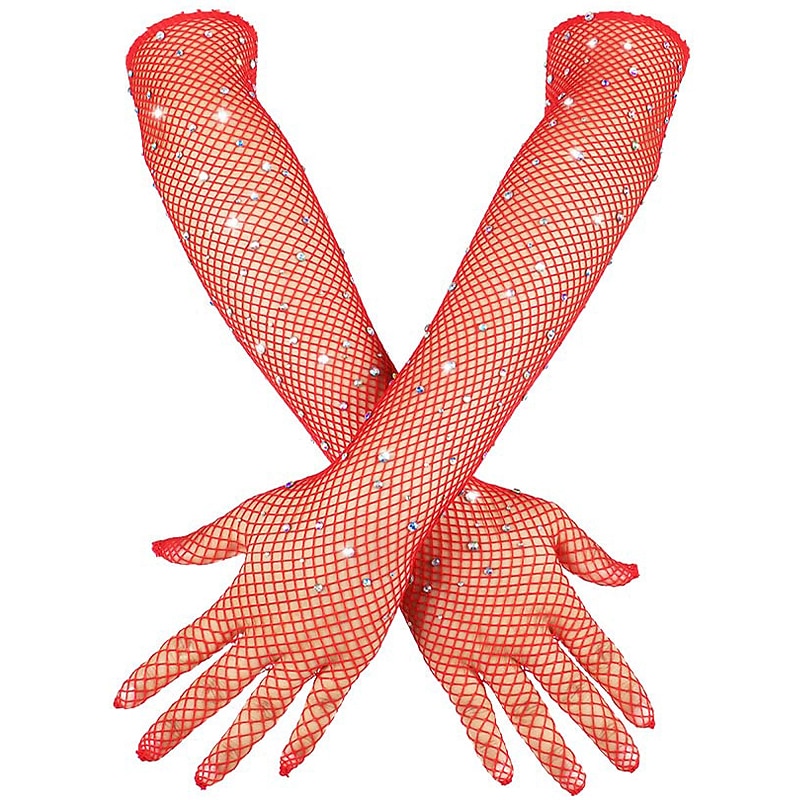 Fishnet Long Gloves Glitter Mesh Arm Sleeve 1950s 1920s Opera Sheer Gloves for Women2