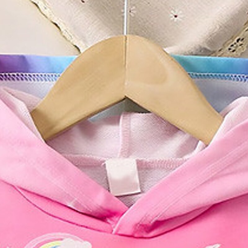 Girls' 3D Rainbow Unicorn Color Gradient Hoodie Pullover Pink Long Sleeve 3D Print Fall Winter Active Fashion Cute Kids 3-12 Years 4-12 Years Outdoor Casual Daily Regular Fit2