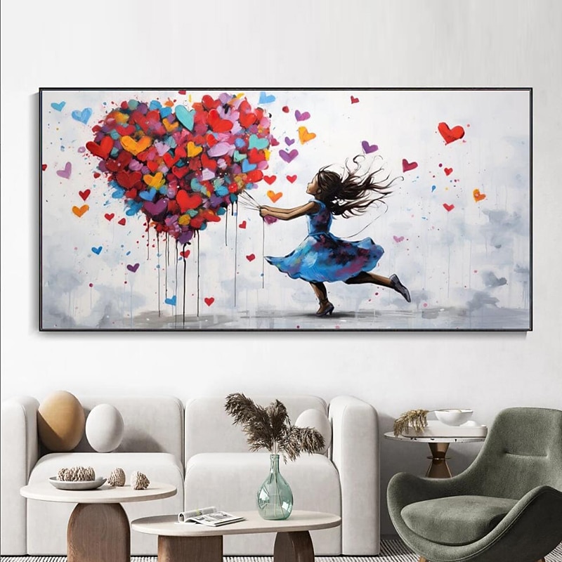 Large Balloon Girl Dream Big Dreams Graffiti Canvas Wall Art Handpainted Gril Oil Painting Street art Handmade Graffiti Art Dreams On Canvas For Home Decor No Frame4