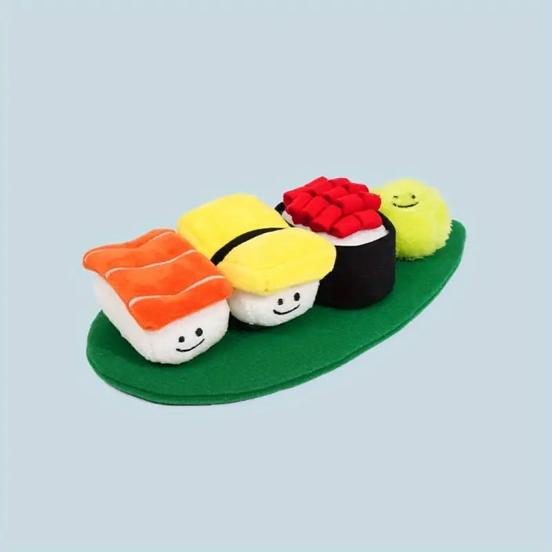 1pc Durable Sushi Design Pet Toy for Grinding Teeth Squeaking and Food Leaking - Interactive Chew Toy for Dogs4