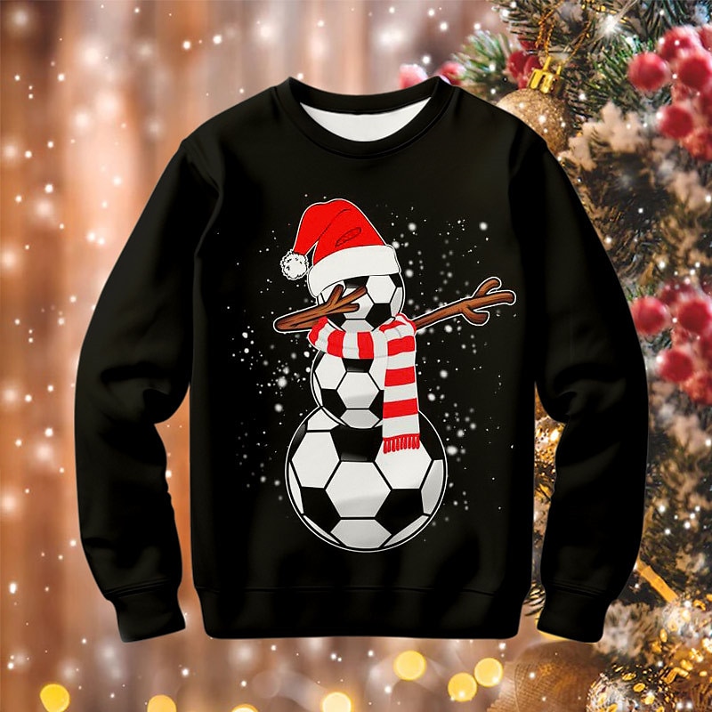Christmas Boys 3D Football Sweatshirt Pullover Long Sleeve 3D Print Fall Winter Fashion Streetwear Cool Polyester Kids 3-12 Years Outdoor Casual Daily Regular Fit2