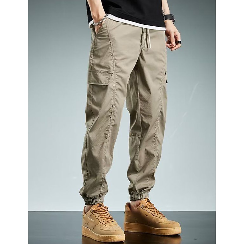 Men's Cargo Pants Cargo Trousers Techwear Pocket Drawstring Elastic Waist Plain Comfort Breathable Outdoor Daily Going out Fashion Casual Black Army Green4
