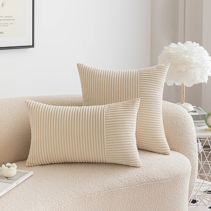 Corduroy Decorative Toss Pillows Solid Colored Blue Sage Green Burnt Orange Throw Pillow Covers Cover for Pillows Throw Pillows for Sofa Couch Bech