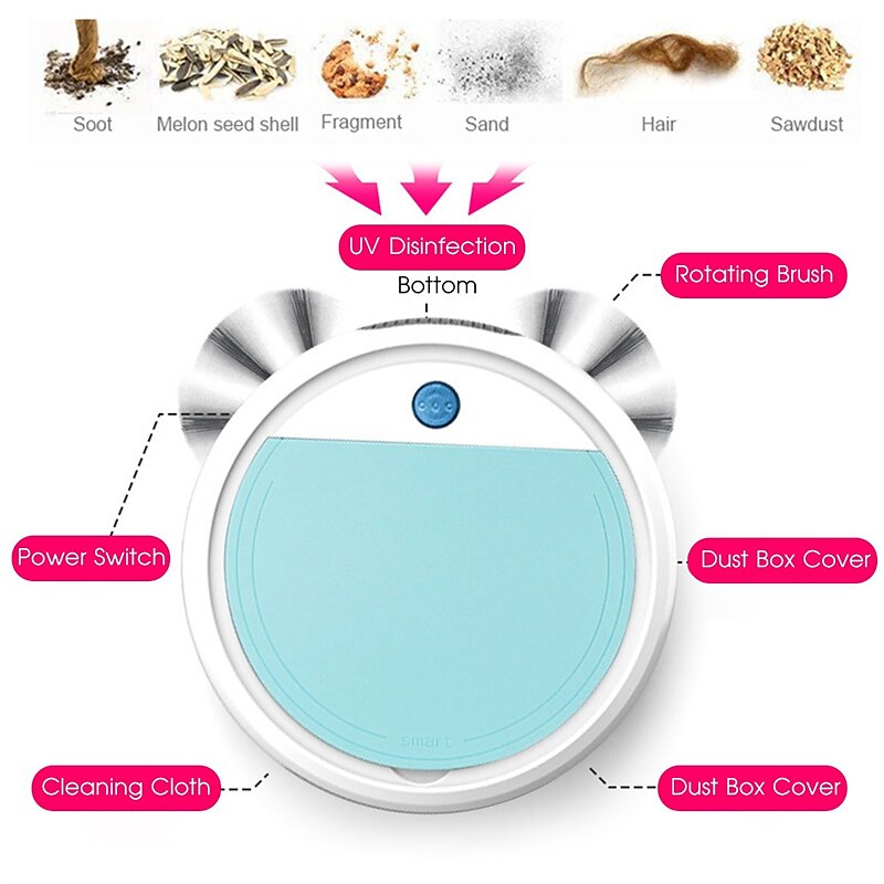 4 IN 1 Function Strong Suction  New Smart Sweeping Robot Automatic Vacuum Cleaner Powerful Dust Catcher with UV Sterilization Function for Home Office Floor Garbage & Dirt Cleaning3