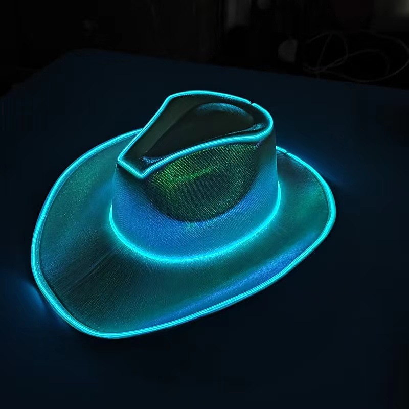 Light Up Christmas Hat Cowboyhat Cowgirl Hat Santa Hat Men's Women's Unisex LED Christmas New Year Adults' Party Christmas Polyester Hat4