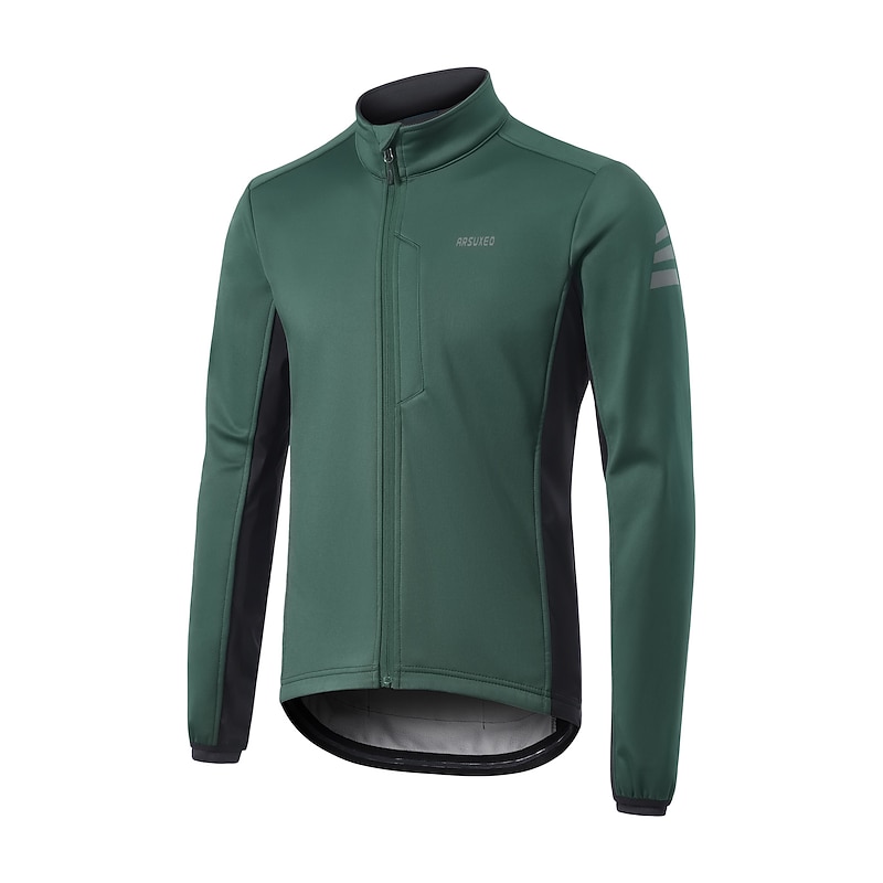 Arsuxeo Men's Cycling Jacket Windbreaker Fleece Jacket Winter Warm Moisture Wicking Breathability Back Pocket Bike Jacket Tracksuit Mountain Bike MTB Road Bike Cycling City Bike Cycling Black Dark2