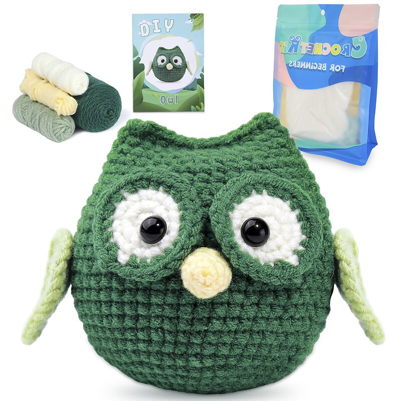 Crochet Kit for Beginners, Beginner Crochet Starter Kit with Video Tutorials, Beginner Crochet Kit for Adults Kids, Knitting Kit for Beginners  The Same Handmade Diy Crochet Wool Woven Owl Doll Material Includes English Instructions